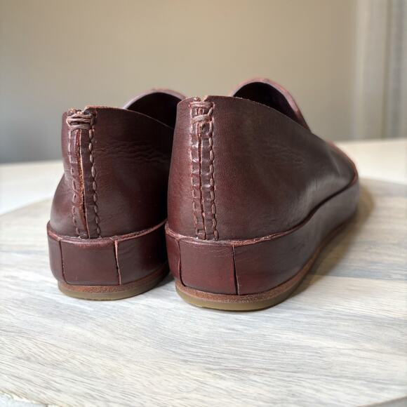 Feit Handmade Maroon Red Leather Slip-On Loafers Minimalist Women's Size 9 US - Picture 6 of 9